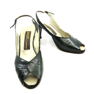 Bally Switzerland Shoes 8 B Green Open Toe Sling Back Heel
